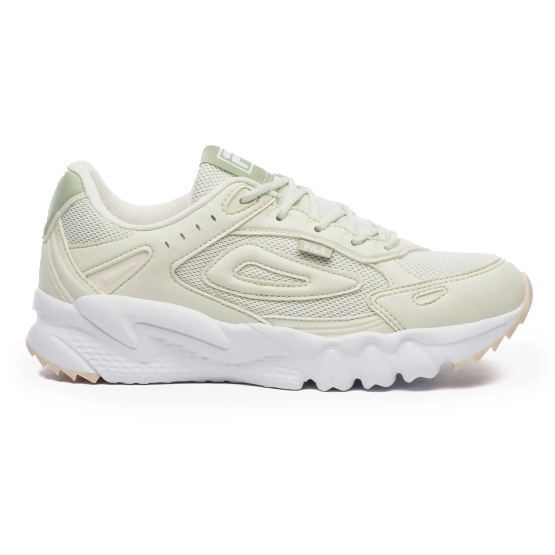 Tênis Fila Venture Tracer 2 Feminino Cinza em vista frontal mostrando detalhes em mesh e solado branco
